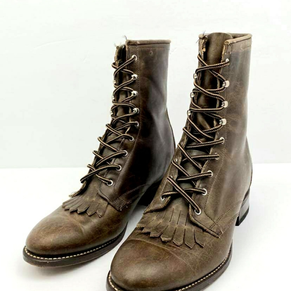 Laredo Leather Laced Kilted Western Boots